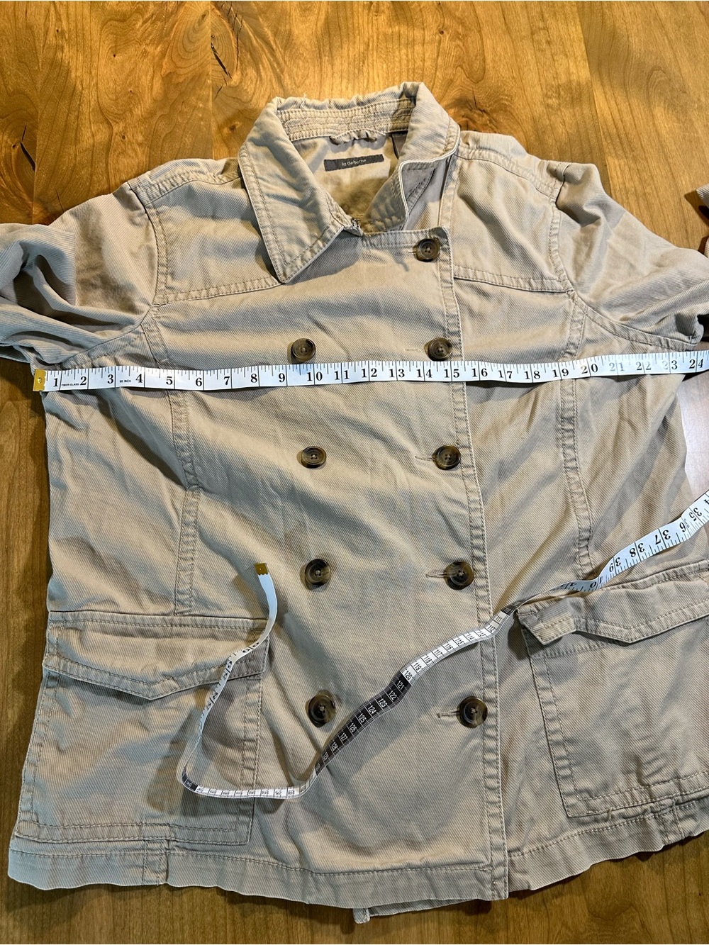 Liz Claiborne Tan Corduroy Double Breasted Utility Jacket Large Fall Cotton - Picture 4 of 9